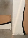 Ferm Living Ковер Soil ручного ткачества из шерсти с бахромой и полосатым узором, 70х180 см, коричневый с кремовым — фото 3