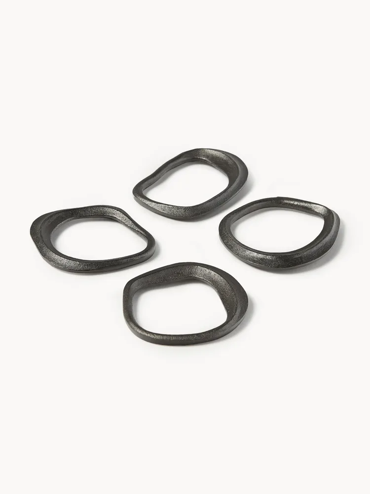 Кольцо для салфеток Ferm Living Flow из латуни, антрацитовое, набор 4 шт