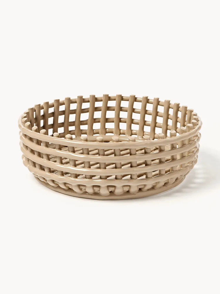 Ferm Living Чаша декоративная из керамики Centrepiece, диаметр 29 см, Ø 29 × В 10 см, Светлый бежевый