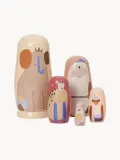 Ferm Living Kids Набор игрушек деревянных Critter в виде зверей-матрёшек, 5 фигурок, самая крупная 6х14 см, разноцветный — фото 1