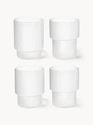 Ferm Living Набор стаканов Ripple с волнистым рельефом, 4 шт., 200 мл, полупрозрачные матовые