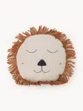 Ferm Living Kids Подушка декоративная детская Safari в виде льва с ручной вышивкой изо льна, диаметр 35 см, светло-бежевая — фото 1