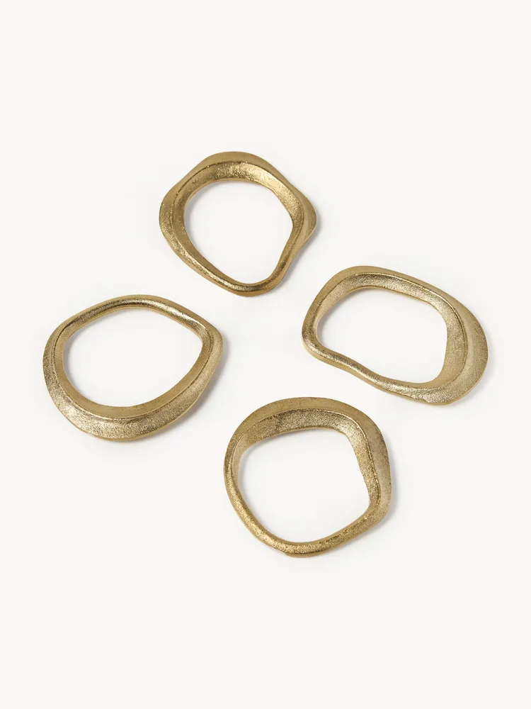 Кольцо для салфеток Ferm Living Flow из латуни, латунного цвета, набор 4 шт