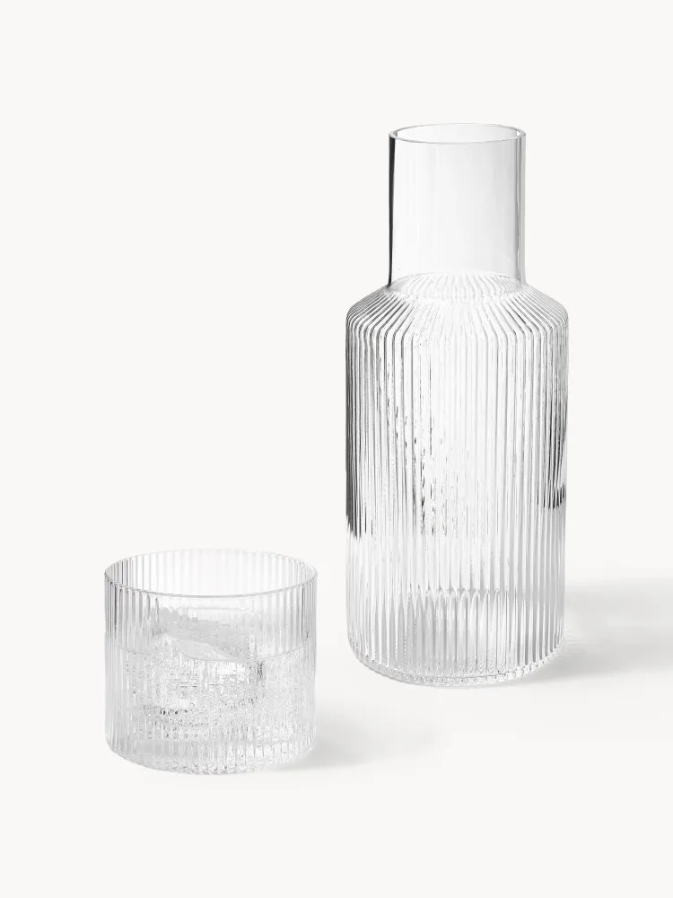 Комплект Ferm Living Ripple карафка и стакан, прозрачные, 2 предмета