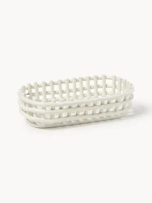 Ferm Living Корзина для хранения Nalan из керамики ручной работы, Ш 30 × Г 15 см, Приглушённый белый