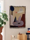 Ferm Living Kids Плед детский Bird хлопковый с птицей и лодками, 80 х 110 см, разноцветный — фото 2