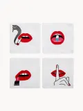 Jonathan Adler Салфетка сервировочная коктейльная Lips изо льна, 15х15 см — фото 1