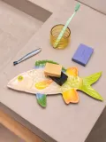 &klevering Блюдо для подачи Fish с ручной росписью, в форме рыбы, зелёно-жёлтое — фото 3