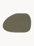 LIND DNA Комплект асимметричных салфеток под приборы из кожи Curve, 4 шт, 44x37 см, оливковый зелёный — фото 1