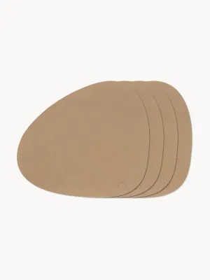 LIND DNA Комплект асимметричных салфеток под приборы из кожи Curve, 4 шт, 44x37 см, бежевый
