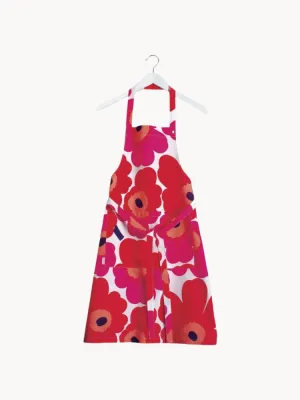 Marimekko Фартук Pieni Unikko хлопковый, Ш 84 × Д 85 см, Белый