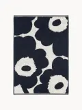 Marimekko Полотенце банное Unikko двустороннее, молочно-белое с темно-синим — фото 3