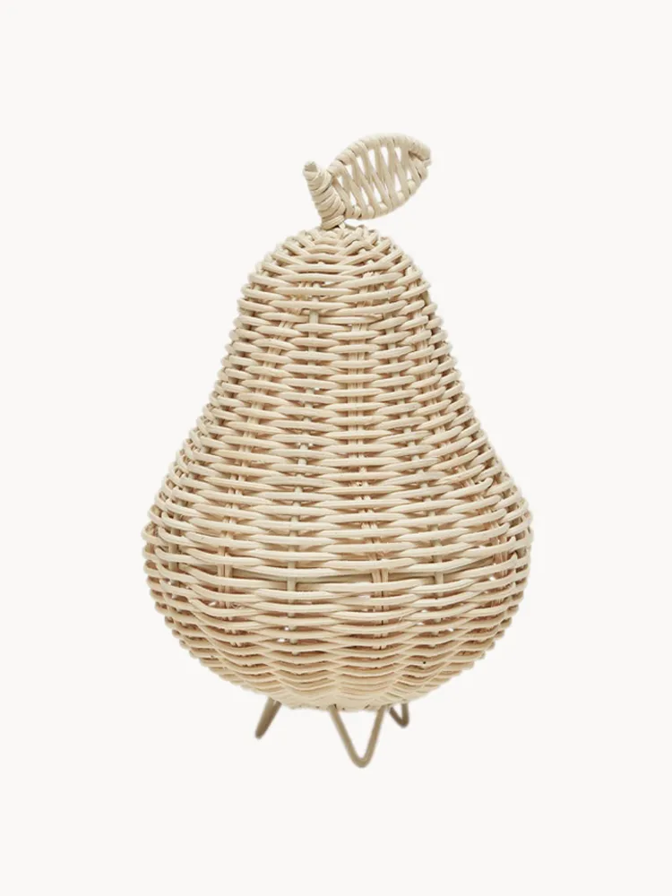 OYOY Mini Настольный светильник Pear из натурального ротанга ручного плетения, высота 18 см, светло-бежевый