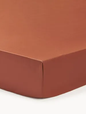 Westwing Collection Простыня на резинке Premium терракотовая, Ш 90 × Д 200 см, В 15 см, Терракота
