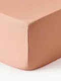 Westwing Collection Простыня на резинке Comfort из хлопкового сатина, пыльно-розовая, Ш 90 × Д 200 см, В 35 см, Пыльный розовый — фото 1