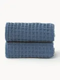 Westwing Collection Полотенце вафельное Ines, гостевое полотенце XS, Ш 30 × Д 30 см, 2 шт., Серо-голубой — фото 2