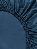 Westwing Collection Простыня на резинке Premium из хлопкового сатина, темно-синяя — фото 5