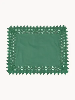 Westwing Collection Комплект подкладок с кружевом Flavia, 2 шт, Ш 45 × Д 50 см, Тёмный зелёный
