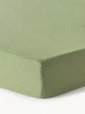 Westwing Collection Простыня на резинке Airy изо льна на топпер, оливковая — фото 4