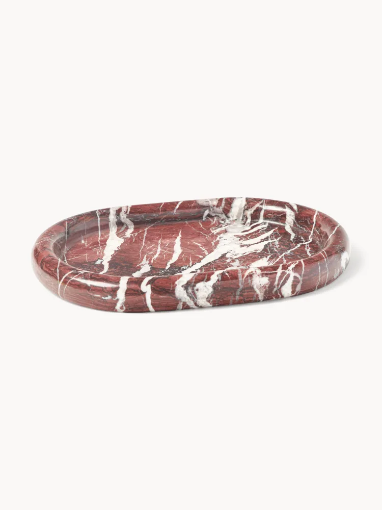 Westwing Collection Поднос декоративный Maba из мрамора, 30 x 21 см, Ш 30 × В 21 см, Бордовый