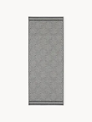Westwing Collection Ковер-дорожка Reddy двусторонний с крупным узором в ромбы для улицы и дома, 80 х 200 см, тёмно-серый с молочно-белым