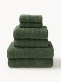 Westwing Collection Комплект махровых полотенец Luxe, 3 предм. (гостевое полотенце, полотенце для рук, банное полотенце), Тёмный зелёный — фото 2
