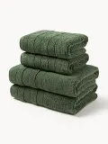 Westwing Collection Комплект махровых полотенец Luxe, 3 предм. (гостевое полотенце, полотенце для рук, банное полотенце), Тёмный зелёный — фото 6
