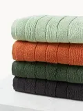 Westwing Collection Комплект махровых полотенец Luxe, 3 предм. (гостевое полотенце, полотенце для рук, банное полотенце), Тёмный зелёный — фото 8
