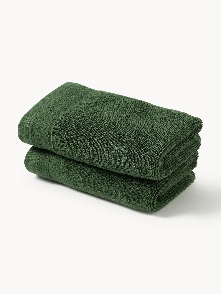 Westwing Collection Полотенце Premium, гостевое полотенце XS, Ш 30 × Д 50 см, 2 шт., Тёмный зелёный