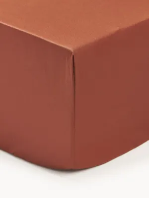 Westwing Collection Простыня на резинке Premium из хлопкового сатина, терракотовая