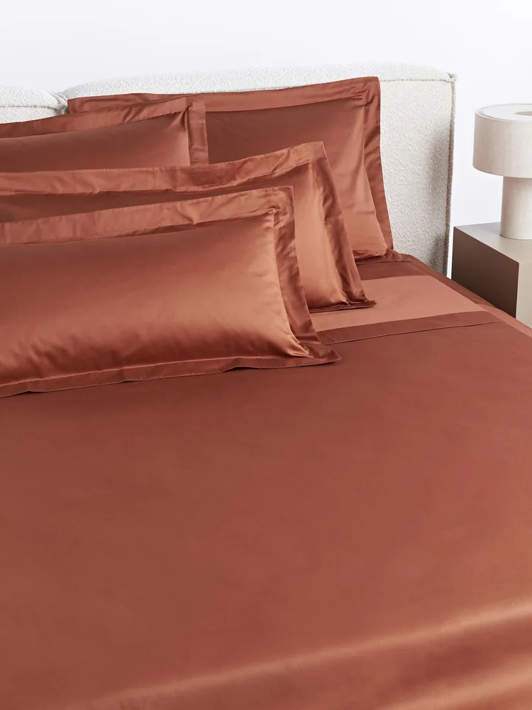 Westwing Collection Простыня Premium из хлопкового сатина, терракотовая