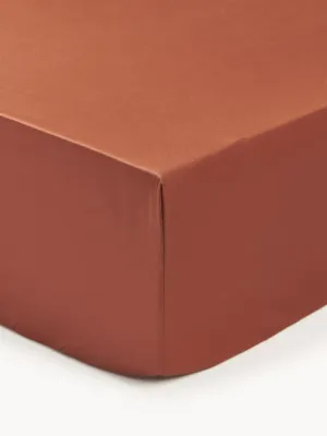 Westwing Collection Простыня на резинке Premium терракотовая, Ш 90 × Д 200 см, В 25 см, Терракота