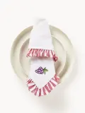 Westwing Collection Салфетка сервировочная Melony из хлопка с вышивкой и оборкой, 45х45 см, красная — фото 2