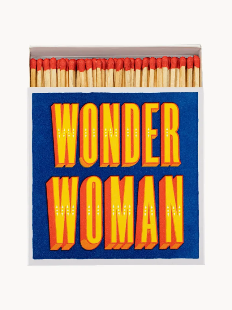 ARCHIVIST Спички из тополя в декоративной коробке Wonder Woman, 125 штук, коробка тёмно-синяя с оранжевым, 11 см