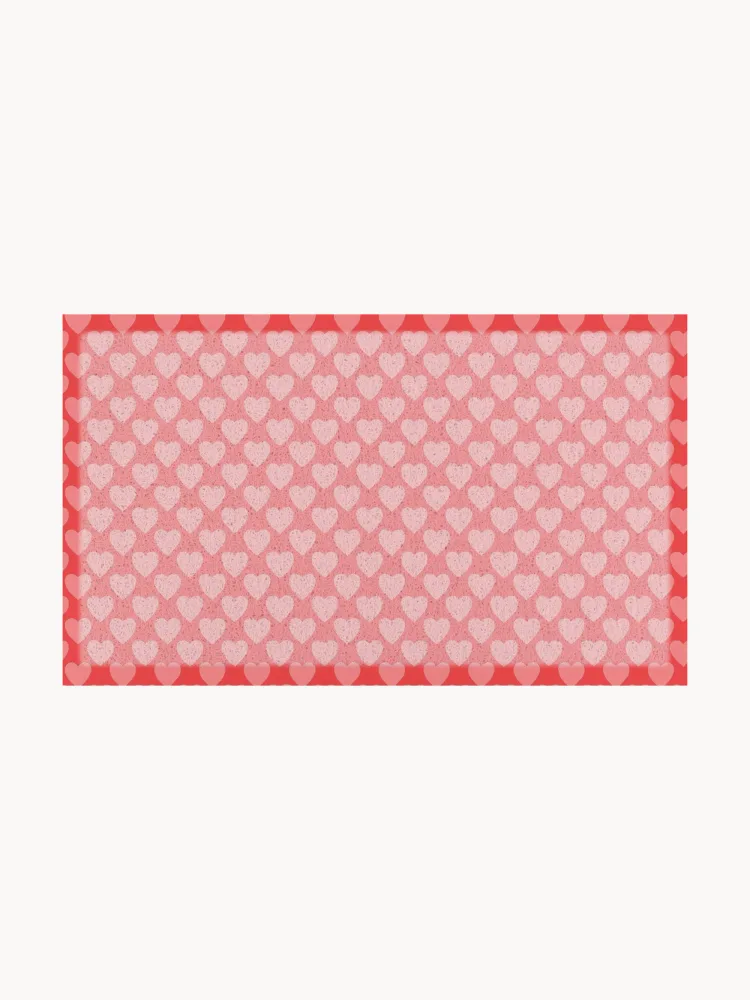 Коврик придверный Pink Heart из переработанного ПВХ для дома и улицы, 40х70 см, светло-розовый с коралловым