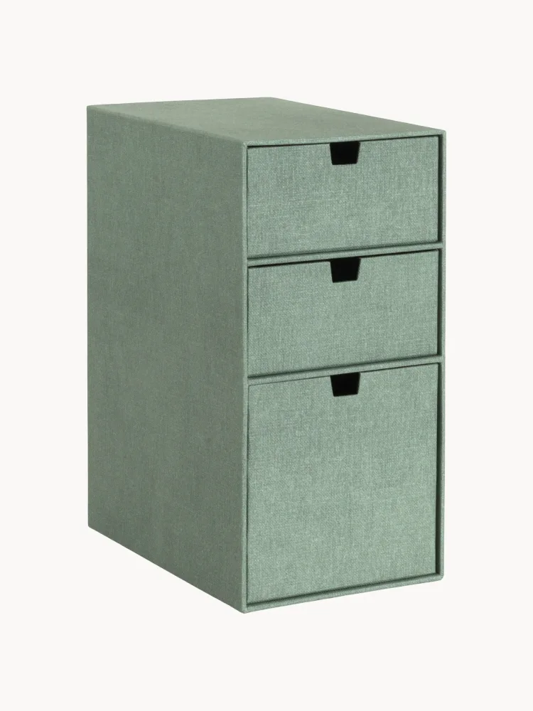 Bigso Box of Sweden Коробка для хранения Edith с 3 ящиками, Ш 25 × В 32 см, Шалфейный зелёный