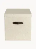 Bigso Box of Sweden Коробка для хранения Logan с крышкой и кожаной ручкой, Ш 32 × В 31 см, Светлый бежевый — фото 3