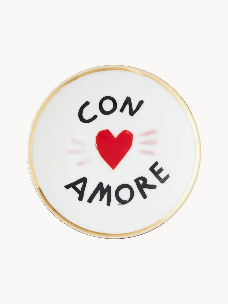 Bitossi Home Тарелка десертная из фарфора Con Amore ручной работы, Белый