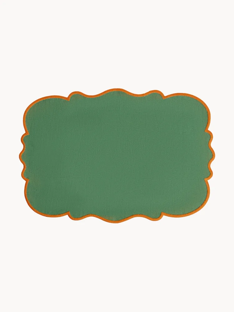 Bitossi Home Комплект салфеток под приборы из хлопка и льна Smerlo, 2 шт, 48x33 см, зелёный/золотистый