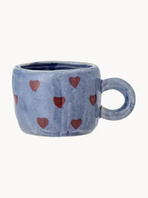 Bloomingville Mini Кружка детская Nini из каменной керамики с ручной росписью, 115 мл, диаметр 7 см, серо-голубая с ржаво-красным