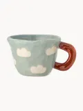 Bloomingville Mini Кружка детская Nini из каменной керамики с ручной росписью, 100 мл, диаметр 8 см, светло-голубая с молочно-белым — фото 1