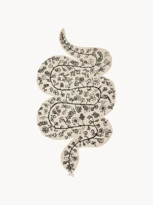 Bongusta Ковер Inky из шерсти ручной работы с абстрактным рисунком, 83 х 147 см, кремово-белый с чёрным