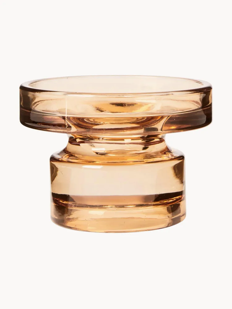 Подсвечник Broste Copenhagen Petra из стекла, Ø 13 × В 7 см, Карамельный