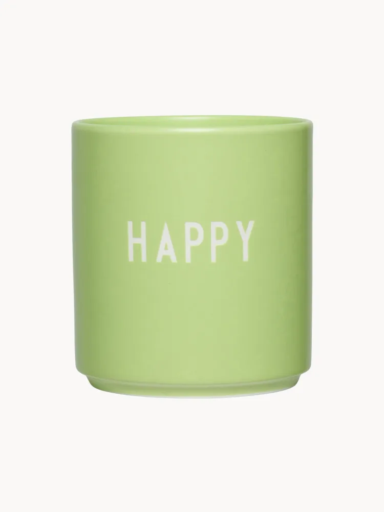 Design Letters Кружка Favourite с надписью «Happy», Ø 8 × В 9 см, 250 мл, Светлый зелёный