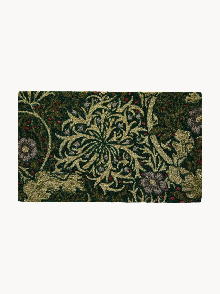 Entryways Коврик придверный Love in a Mist из кокосового волокна с цветочным узором, 45х75 см, зелёный с лавандовым