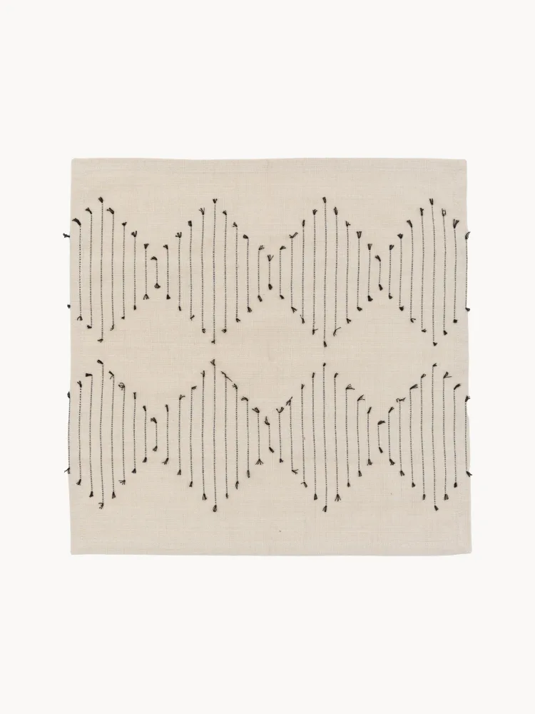 Gallery Direct Комплект хлопковых салфеток под приборы Diamond Weave, 4 шт, 45x35 см, светло-бежевый/чёрный