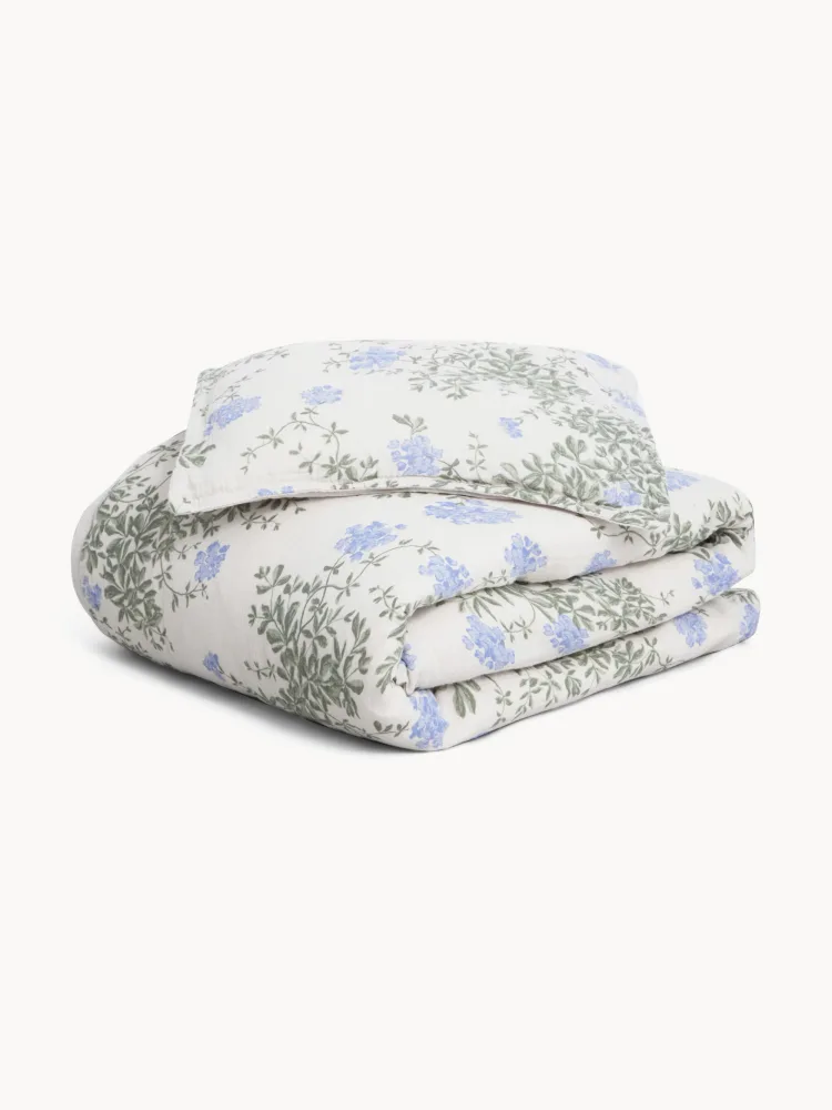 Garbo&Friends Комплект постельного белья детский Plumbago из хлопкового муслина, 100 х 140 см и 40 х 60 см, молочно-белый с оливковым