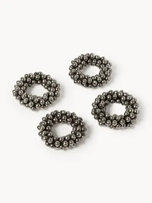 Кольцо для салфеток HKLIVING New Classics из металла и пластика, серебристое, набор 4 шт