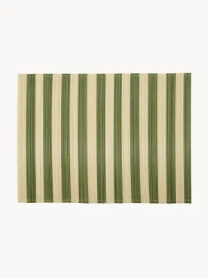 House Doctor Комплект плетёных салфеток под приборы из бамбука и хлопка Rayas, 4 шт, 46x35 см, светло-бежевый/тёмно-зелёный