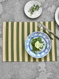 House Doctor Комплект плетёных салфеток под приборы из бамбука и хлопка Rayas, 4 шт, 46x35 см, светло-бежевый/тёмно-зелёный — фото 5